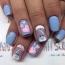 Blue nails with hearts