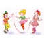 Children play with a skipping rope