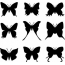 Black butterflies on white background