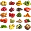 Vegetables and fruits on a white background