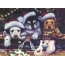 Санта-Клаус калпагынан менен Puppies