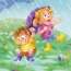 Deti hrajú v daždi