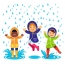 Children in the rain