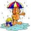 Garfield pod dáždnikom