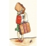 Drawn girl with suitcases