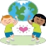 Children, globe, heart