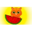 Kitten with watermelon