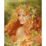 Girl with red hair in a wreath