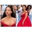 Rihanna ukázala prsia v červených šatách