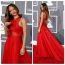 Rihanna v červených šatách