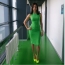 Samburskaya in a light green dress