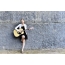 The girl at the wall with a guitar