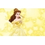 Belle on a yellow background