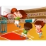 Picture drawn kids playing basketball