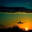 Beautiful sunset airplane