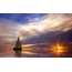 Beautiful sunset over the sea, sailboat