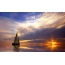 Beautiful sunset, sailboat in the sea