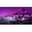 Night city, bridge and purple sky