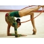 Gymnast in a green bathing suit