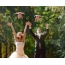 Newlyweds throw hens into the sky