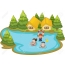 तलावामध्ये पोहणारे मुले
