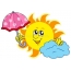 الشمس مع مظلة
