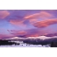 Snow-capped mountains, lilac sky