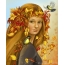 Oslikana devojka u vijenac listova
