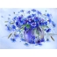 گل های آبی در یک گلدان