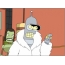 Bender trong một chiếc áo khoác lông thú