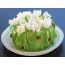 الكعكة الخضراء مع الزهور