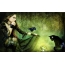 Čarodejnica s havranom a čiernou mačkou