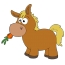 Một chú ngựa con với củ cà rốt