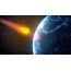 Burning asteroid approaches Earth