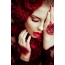 Girl, bibir merah, mawar