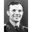 Černá a bílá fotka Jurije Gagarina